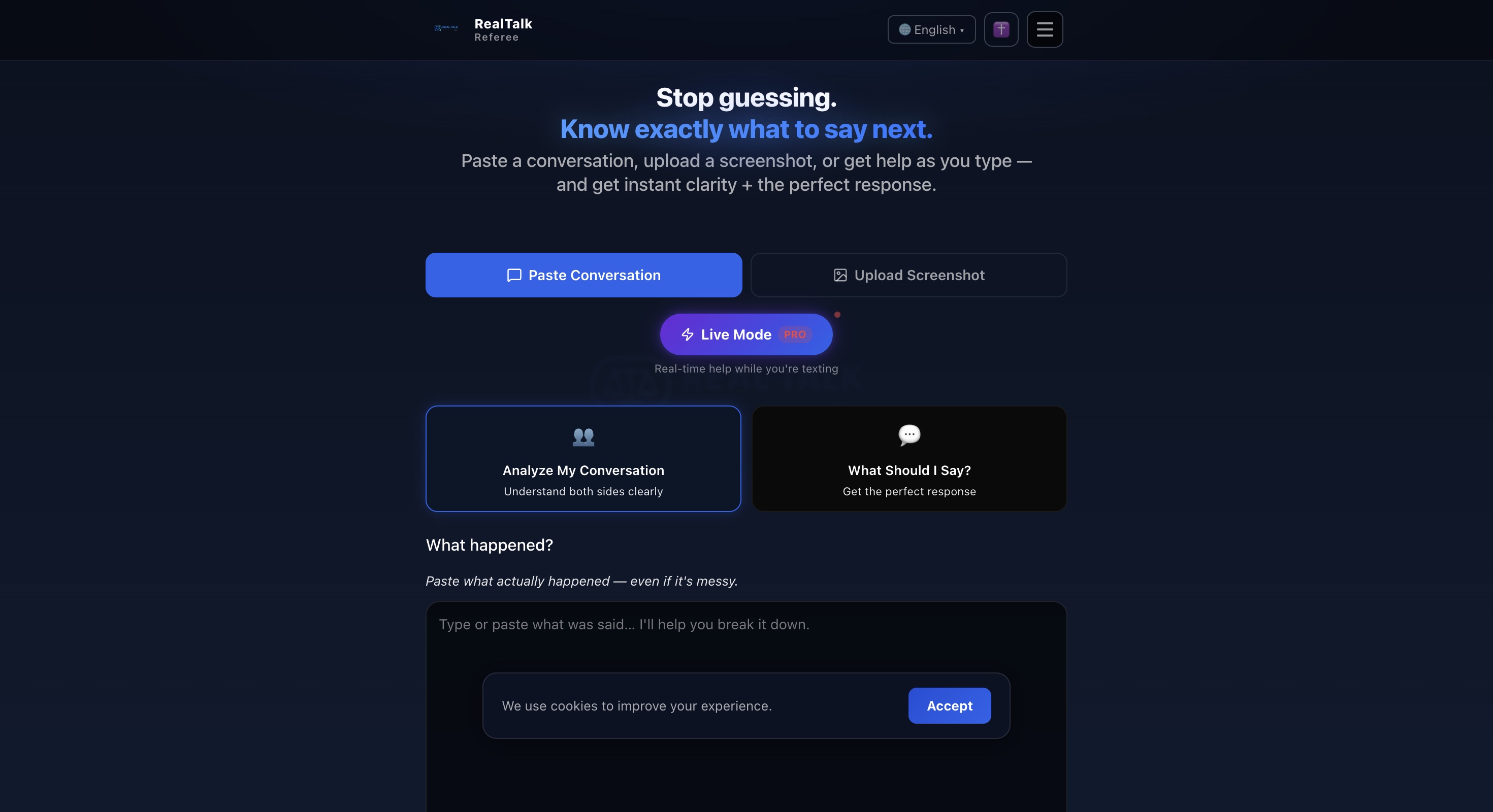 RealTalk Referee app interface